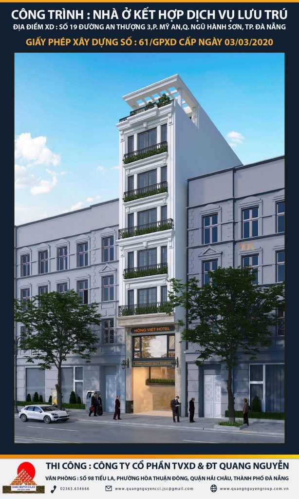 CÔNG TRÌNH THI CÔNG NHÀ Ở KẾT HỢP DỊCH VỤ LƯU TRÚ
